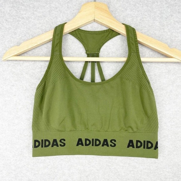 adidas Other - Adidas Womens Racerback Sports Bra Size Small Army Green Strapy Back Casual